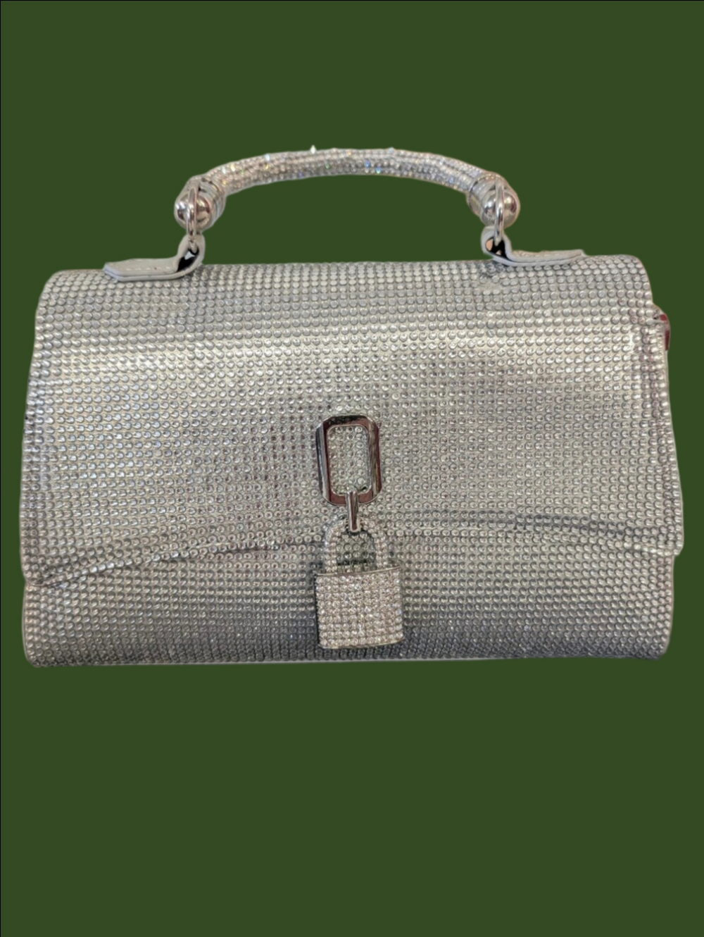 Bag Aldo Silver Crystal-Embellished Top-Handle   Silver Chain Shoulder Strap